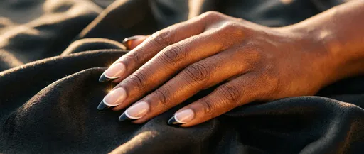 Hand With Black French Manicure