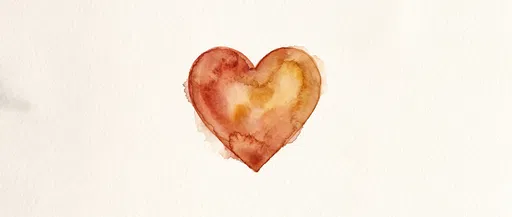 Warm Watercolor Heart on Cream Paper