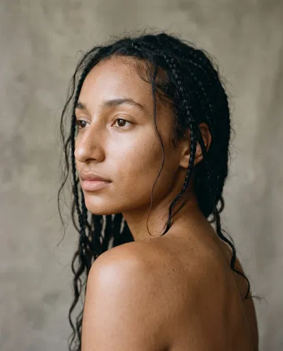 Natural Beauty Portrait with Braided Hair