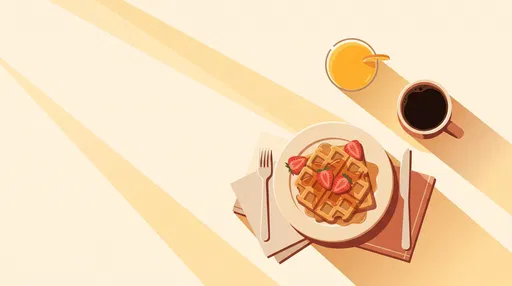 Sunny Waffle Breakfast Flat Lay Illustration