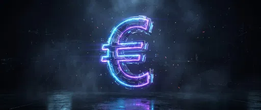 Futuristic Glowing Neon Euro Currency Symbol