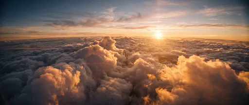 Golden Sunrise Above Fluffy Cumulus Clouds