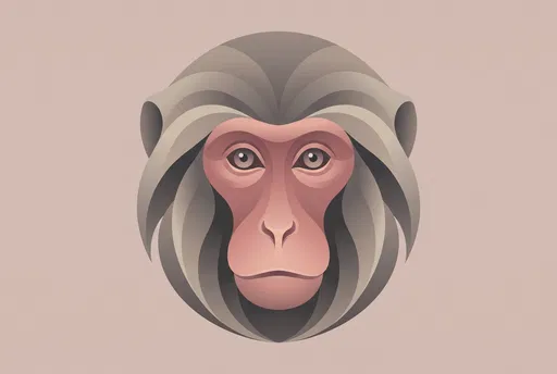 Minimalist Japanese Macaque Face Icon Illustration