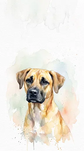 Watercolor Black Mouth Cur Dog Portrait
