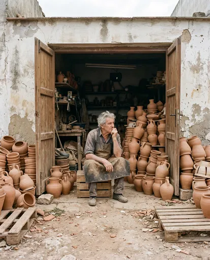 Potter Resting at Workshop Threshold