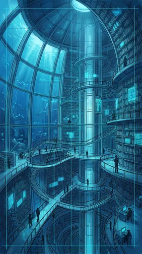 Futuristic Underwater Library Dome Concept Art