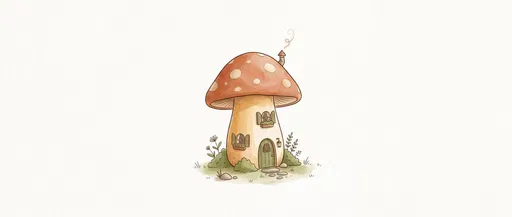 Cozy Toadstool Mushroom Cottage Illustration