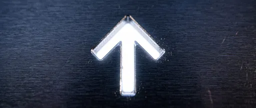 Glowing White Arrow on Brushed Metal