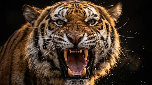 Fierce Roaring Tiger Close-Up Portrait