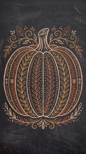 Folk Art Chalk Pumpkin Illustration