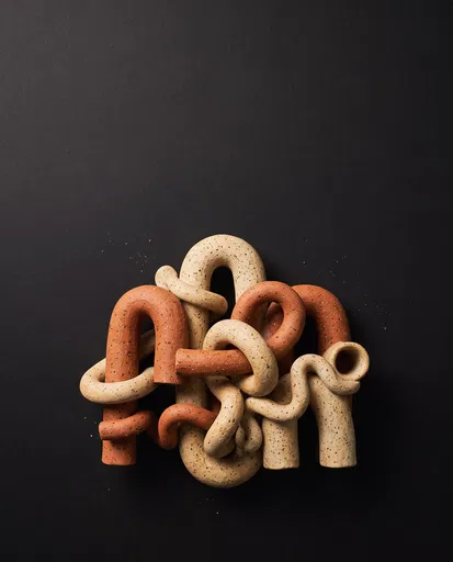 Speckled Ceramic Tubular Sculpture on Black