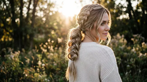 Blonde Woman With Braided Ponytail Outdoors
