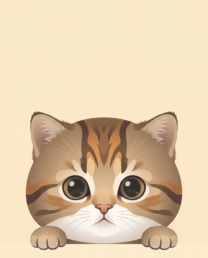 Cute Tabby Kitten Peeking Up