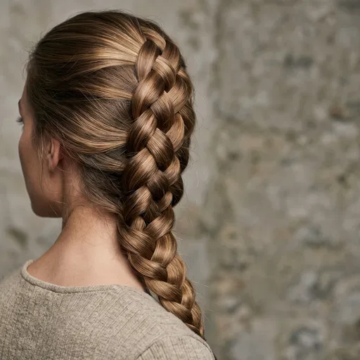 Woman With Intricate Four Strand Braid