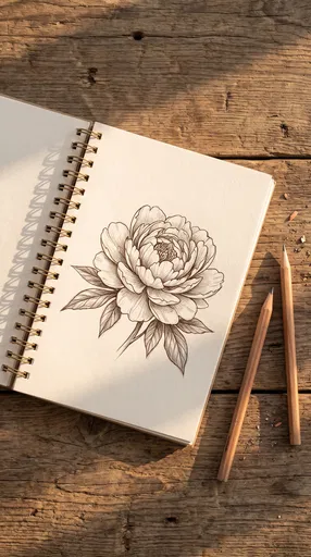 Peony Sketch in Spiral Notebook