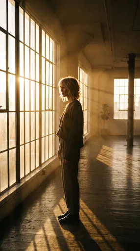 Woman With Bob Haircut In Sunlit Loft