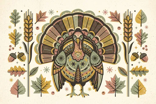 Mid-Century Modern Harvest Turkey Illustration
