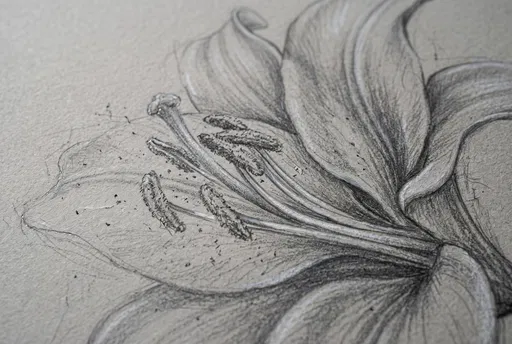 Close-Up Graphite Lily Drawing