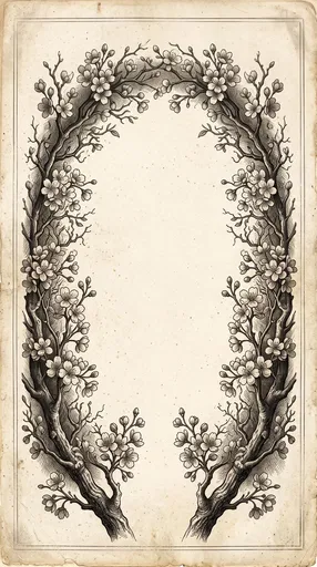 Vintage Cherry Blossom Etching Frame