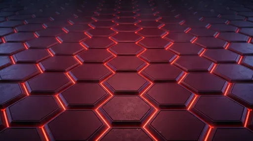 Futuristic Red Hexagonal Tile Grid Background