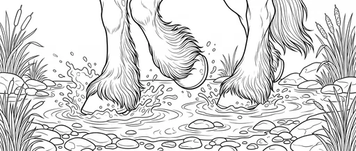 Clydesdale Hooves Splashing Coloring Page