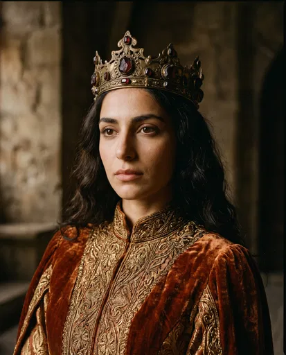 Middle Eastern Princess in Rust Velvet Gown