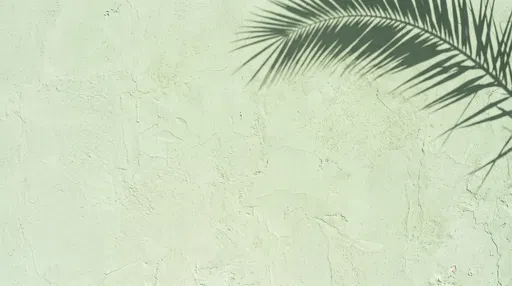 Palm Shadow on Pastel Green Stucco Wall