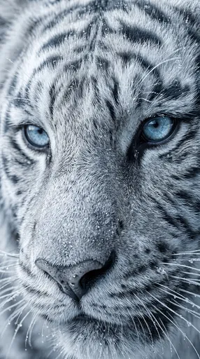 Extreme Close-Up of Frosty White Tiger