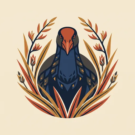 Stylized Pukeko Bird Vector Emblem