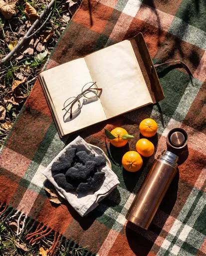 Autumn Picnic Flat Lay With Bat Cookies
