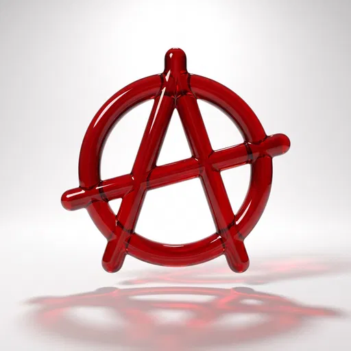 Red Glass Anarchy Symbol 3D Render