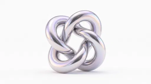 Chrome Torus Knot on White Background
