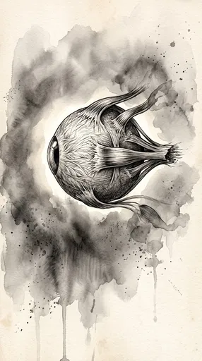 Anatomical Eyeball Ink and Watercolor Illustration