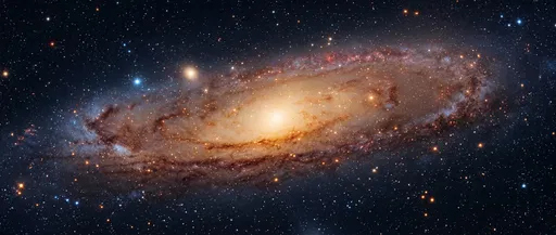 Glowing Golden Spiral Galaxy in Deep Space