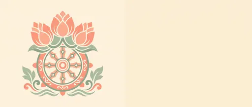 Buddhist Triratna Lotus and Wheel Illustration