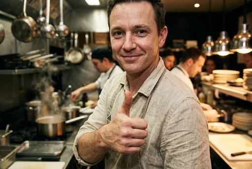 Chef Giving Thumbs Up in Kitchen