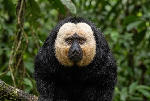 White-Faced Saki Monkey Rainforest Portrait
