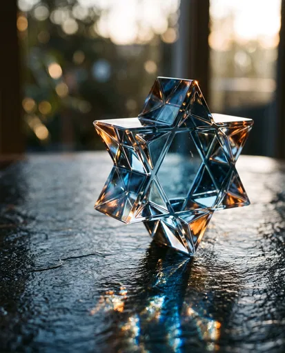 Crystal Glass Star of David Prism