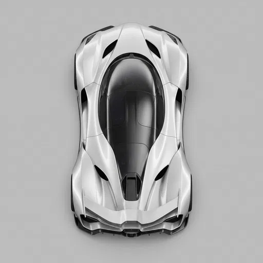 Top-Down White Futuristic Concept Supercar