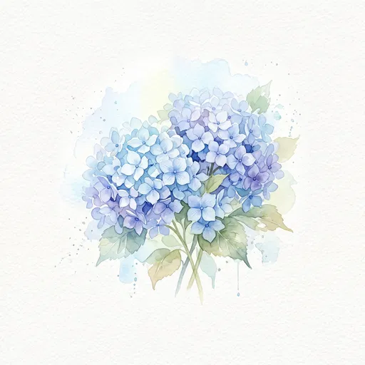 Watercolor Blue Hydrangea Floral Illustration
