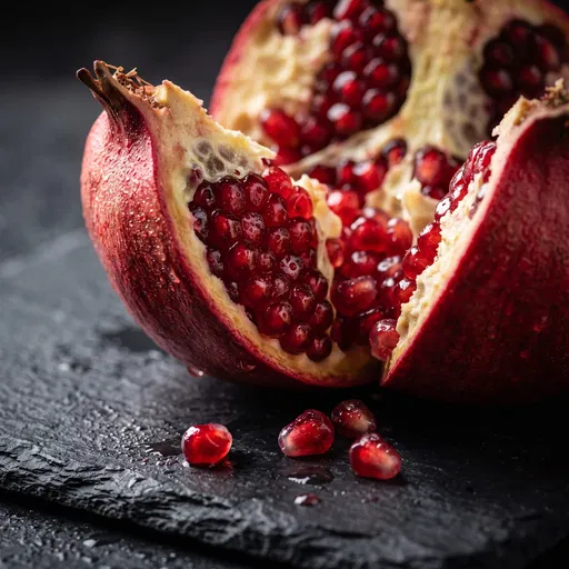 Fresh Split Pomegranate on Dark Slate