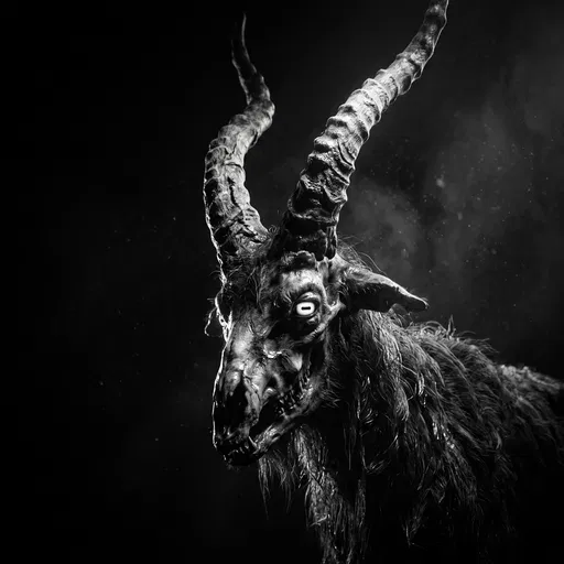 Monstrous Skeletal Goat in Dark Shadows