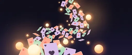 Pastel Playing Cards Floating at Night