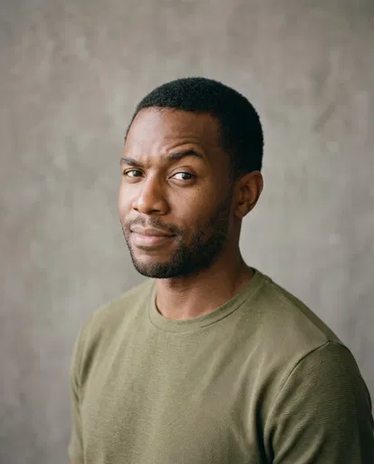 Portrait of Curious Man in Studio