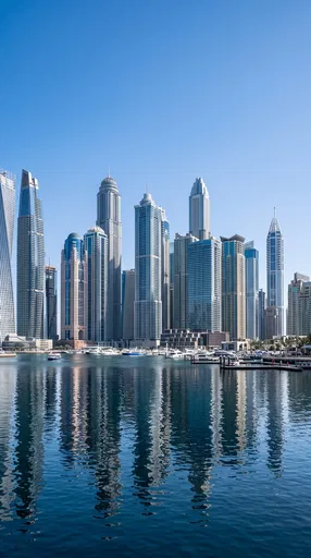 Modern Waterfront Skyscraper Skyline and Reflections