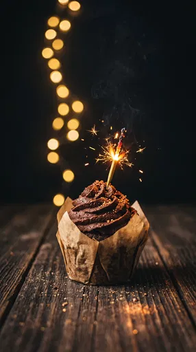 Chocolate Cupcake With Burning Sparkler