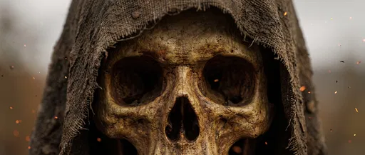 Close-Up of Hooded Grim Reaper Skull