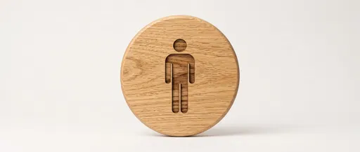 Engraved Wooden Male Restroom Sign Disk