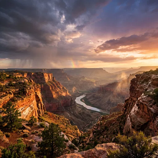 Sunset Storm Clearing Over Vast Canyon