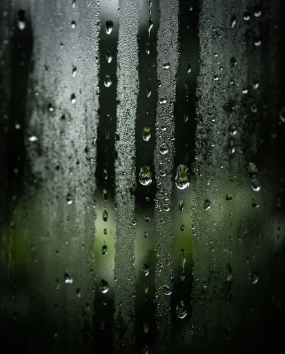 Macro Water Droplets on Fogged Glass